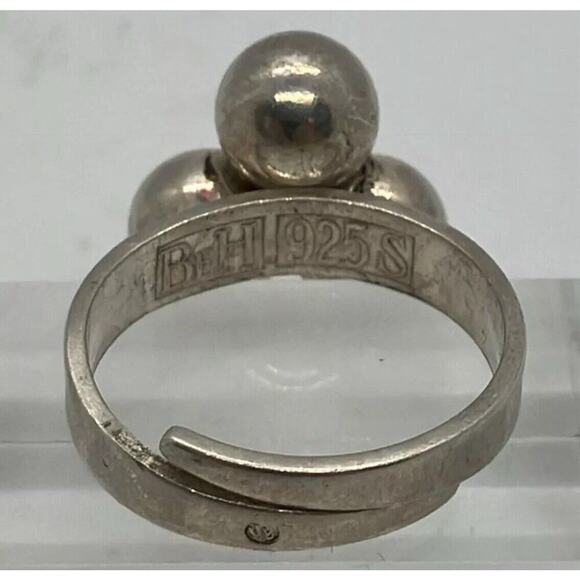 Sterling Silver MCM Brutalist Bengt Hallberg BEH 3 Sphere Ring Adjustable 7-9 - Picture 7 of 8